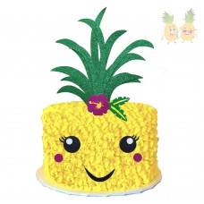 Glitter Pineapple Cake Topper Hawaiian Aloha Luau Themed Party Cake Decoration for Birthday Baby Shower Party Supplies