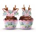 Woodland Baby Shower Cupcake Wrappers and Toppers - 24 Sets - Woodland Deer Birthday Party Decorations - Wild One Party Supplies (Woodland Deer)